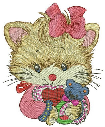 Newborn kitty machine embroidery design