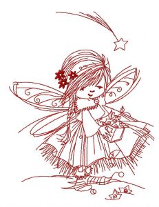 Fairy collecting stars 2 embroidery design