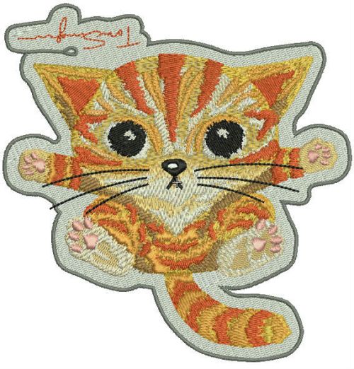 Angry kitten badge machine embroidery design