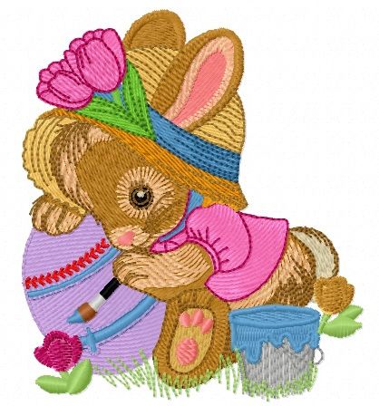 Bunny painting 2 machine embroidery design