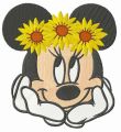 Minnie with flower wreath embroidery design