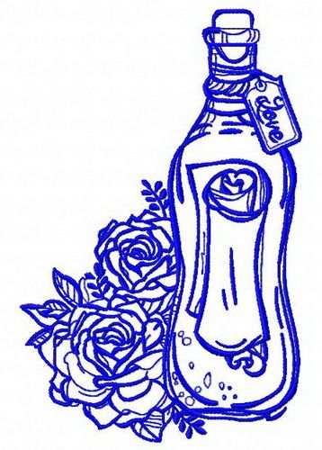 Bottle and flowers 2 machine embroidery design