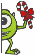 Christmas Mike outside the door embroidery design
