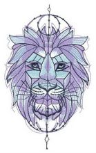 Symmetrical lion embroidery design