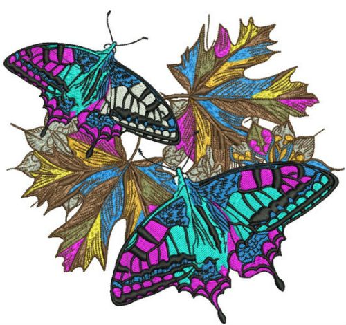 Autumn butterflies 5 machine embroidery design