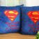 Blue embroidered pillowcases with Superman logo