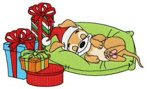 Sleeping puppy embroidery design