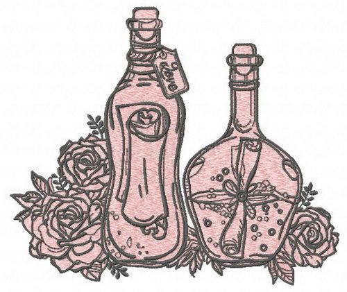 Bottles and flowers 2 machine embroidery design