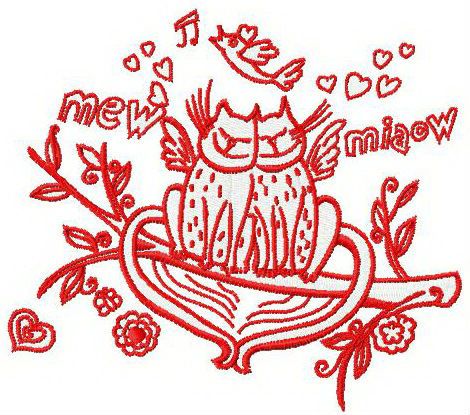 Cat's love 2 machine embroidery design