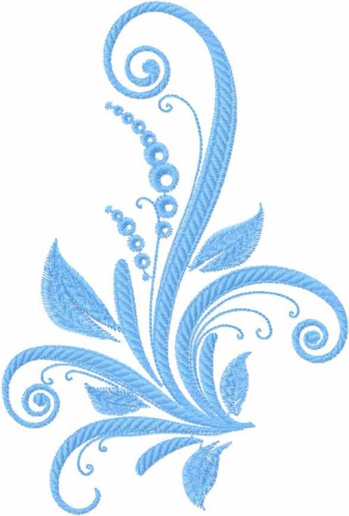 Blue swirl plant free embroidery design