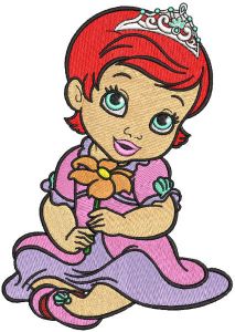Red hair princess with flower embroidery design