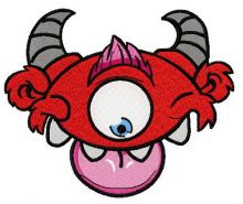 Red horny monster embroidery design