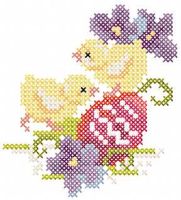 Two Easter Chickens cross stitch free embroidery design