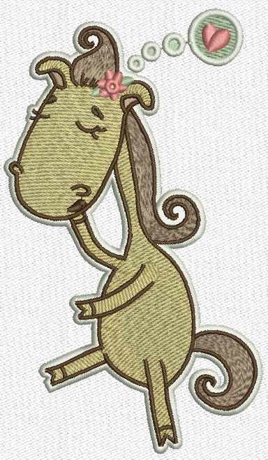 Horse in love machine embroidery design