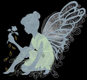 Forest fairy with rose embroidery design