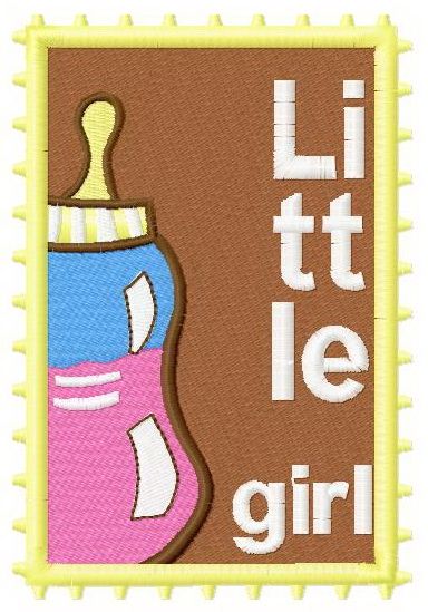 Postage stamp Little girl machine embroidery design