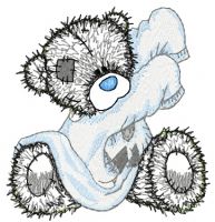 Teddy Bear getting ready for bed applique embroidery design