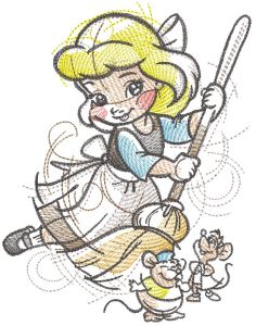 Cinderella Gus and Jaq embroidery design