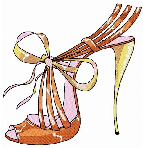 Summer high heels machine embroidery design