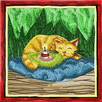 Christmas Cat sleep machine embroidery design