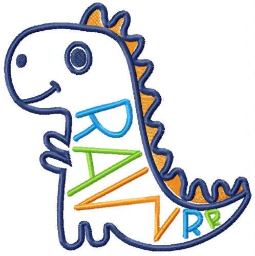 Dino rawrr free embroidery design