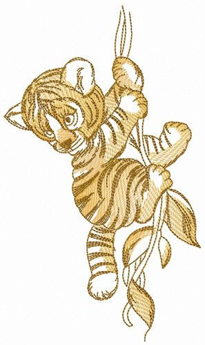 Tiger climbing up machine embroidery design