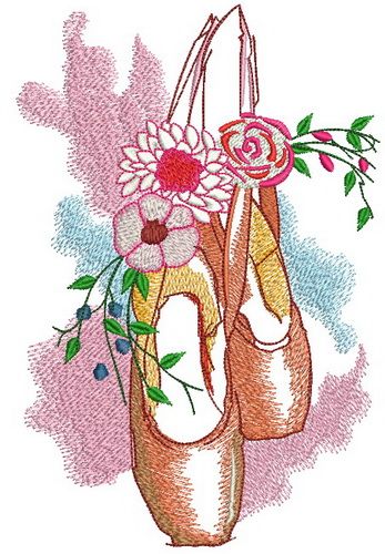 Spring composition with pointes machine embroidery design