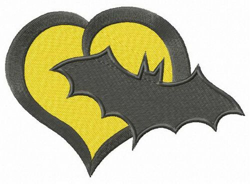 Batman's heart machine embroidery design