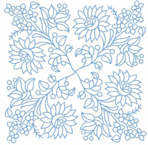Flowers in square free embroidery design