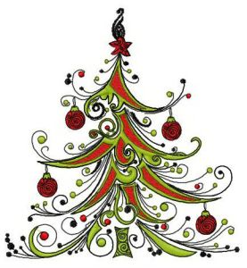 Fancy Christmas tree embroidery design