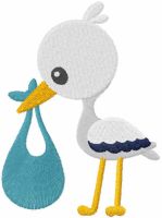 Stork with baby free embroidery design