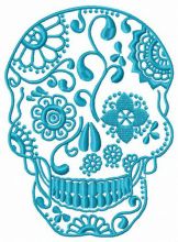 Skull with floral pattern embroidery design