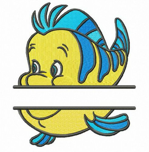 Flounder monogram machine embroidery design