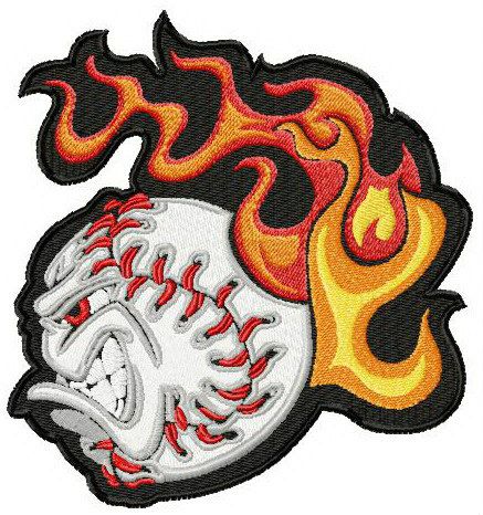 Angry baseball ball 3 machine embroidery design