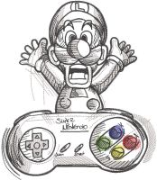 Luigi nintendo joystick sketch embroidery design