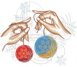 Decorating the Christmas tree embroidery design