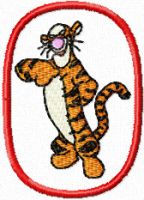 Tigger in oval frame embroidery design