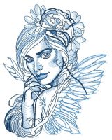 Wounded fairy embroidery design