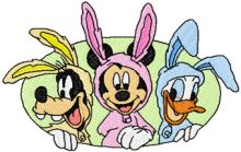 Easter bunnies Goofy, Mickey, Duck