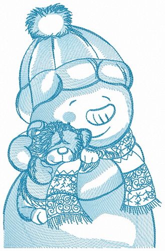 Teddy bear for snowman 2 machine embroidery design