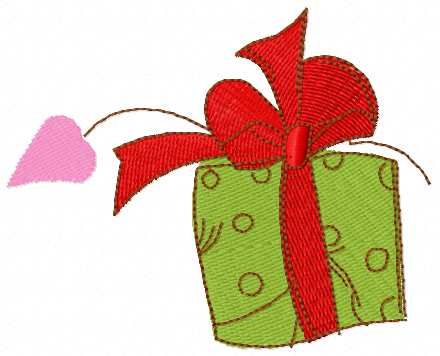Gift box for St Valentines Day free machine embroidery design