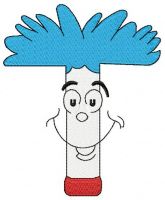 Dr. Seuss alphabet letter T embroidery design