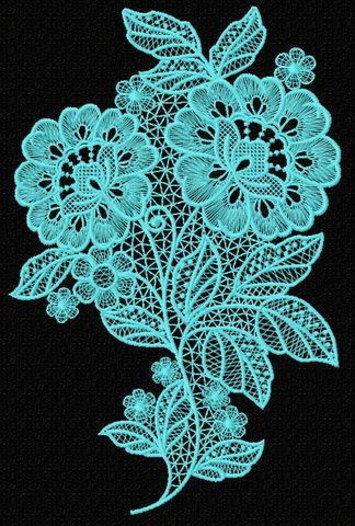 Lace flower machine embroidery design