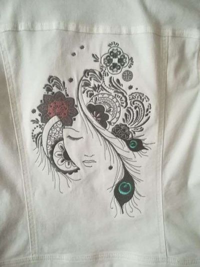 Denim jacket with firebird embroideyr design