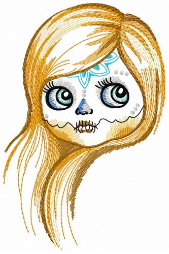 Girl with sewn mouth 2 machine embroidery design