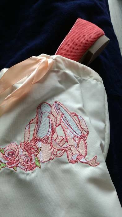 Embroidered bag with ballet shoes
