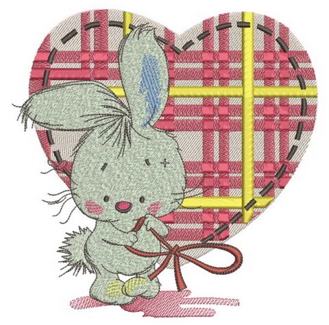 Shy bunny machine embroidery design