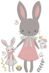 Easter bunny family embroidery design