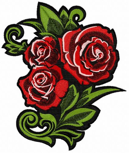 Bouquet of roses machine embroidery design