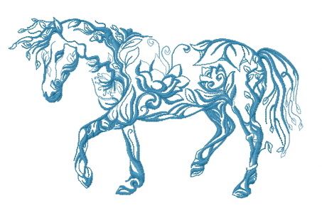 Floral horse 2 machine embroidery design